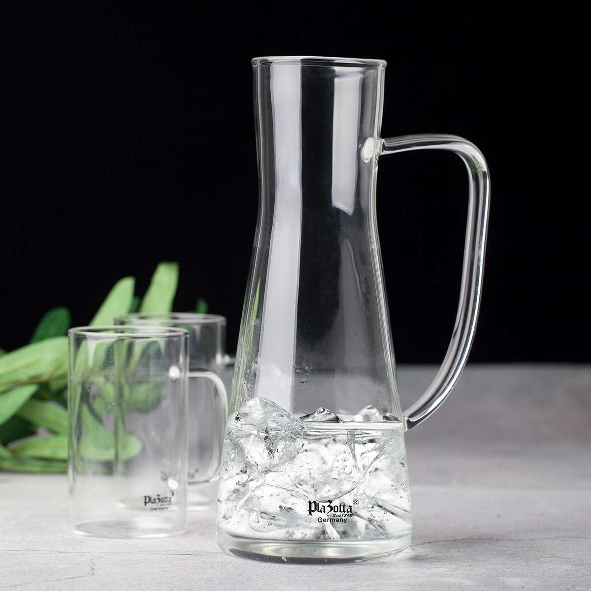 Glaskaraffe 1,1L mit Henkel und Deckel Edelstahl | Karaffe & Krüge | Geschirr & Besteck | Kochen & Küche
