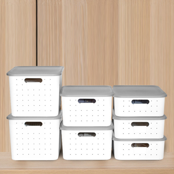 Aufbewahrungsbox Set Deckel Grau Stapelboxen Kiste