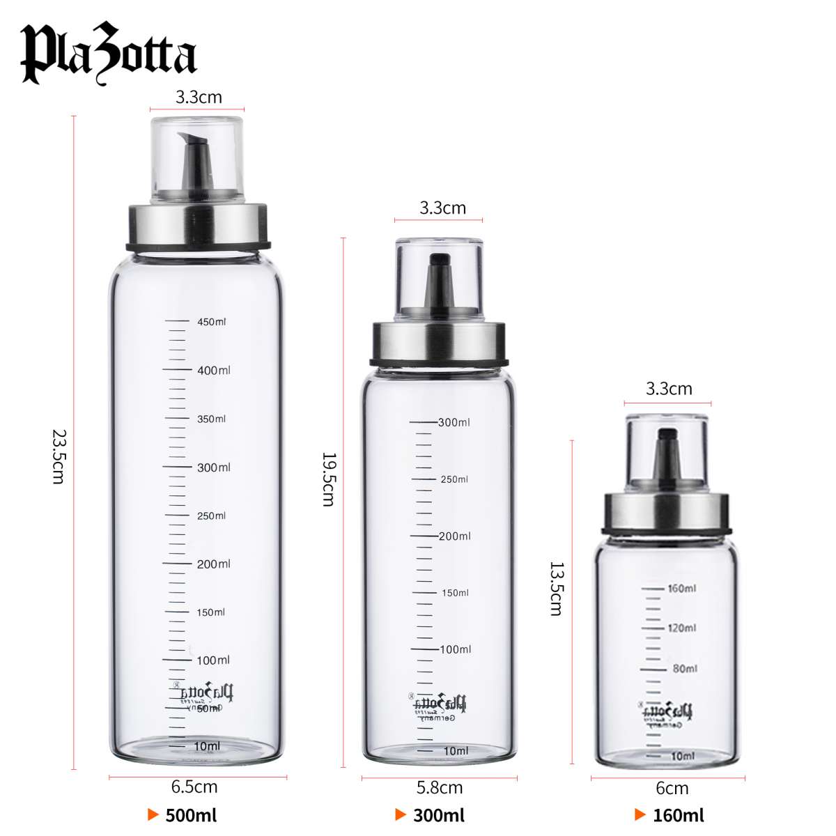Ölflasche Set Ölspender Essigspender aus Glas Tropffrei mit Skala