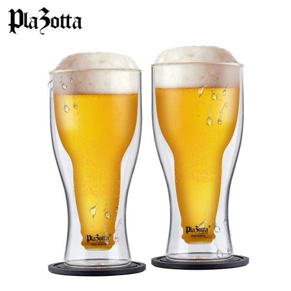 Doppelwandige Biergläser 2 - 6er Set Thermoglas 0,35L Glas