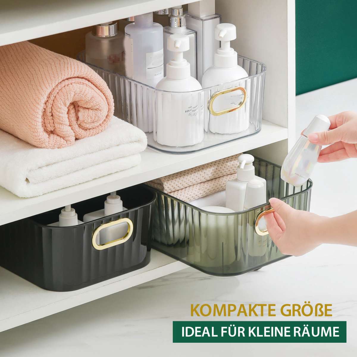 Wandaufbewahrungsbox Ohne Bohren | 4-Fach Organizer | Für Bad, Küche & Speisekammer