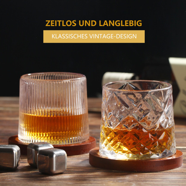 Schwenkglas Whisky Glas 300ml 1 x Rillenmuster