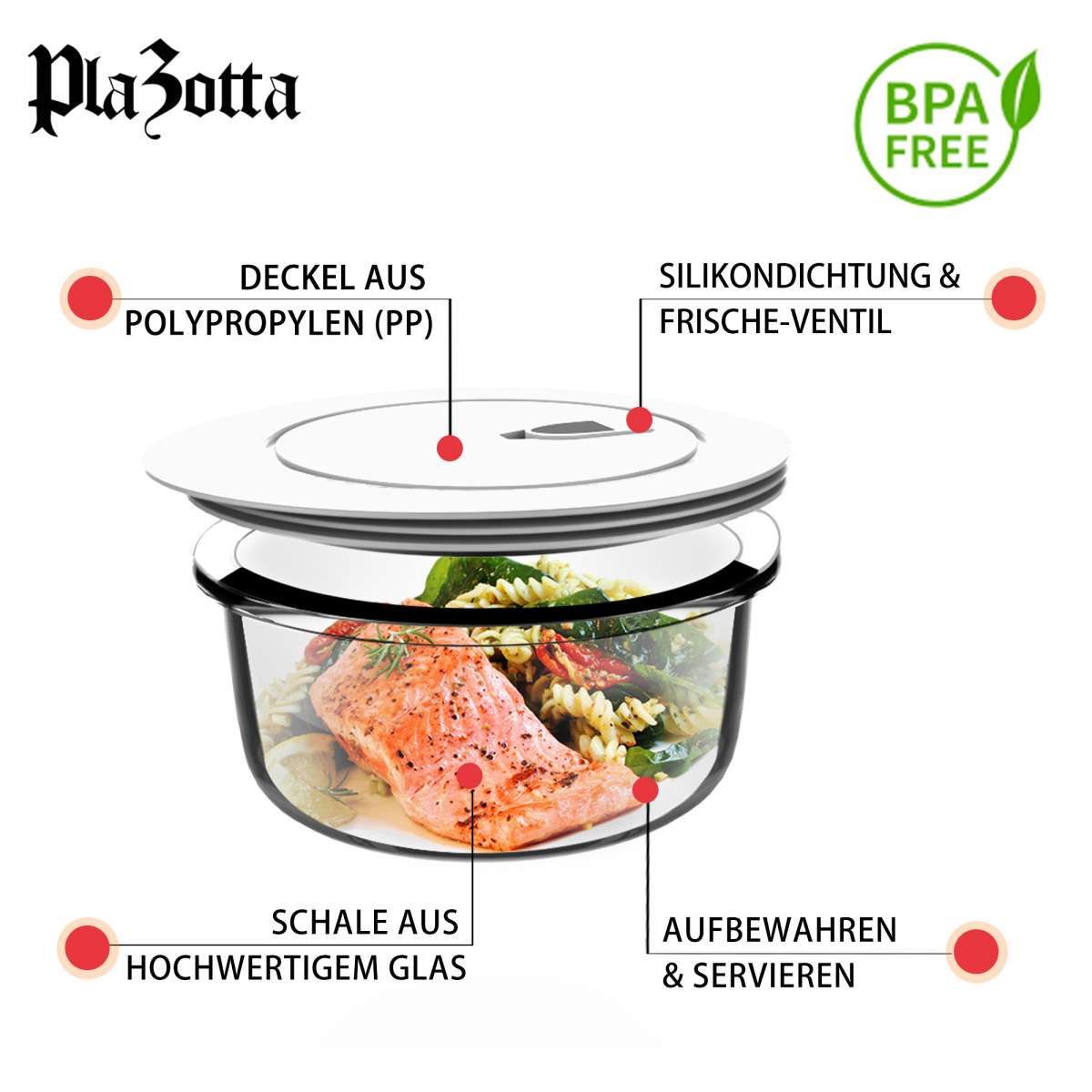 Große Glas-Frischhaltedose 2,4 Liter – Luftdicht, Mikrowellen- & Ofenfest, Für Kühlschrank & Gefrierfach