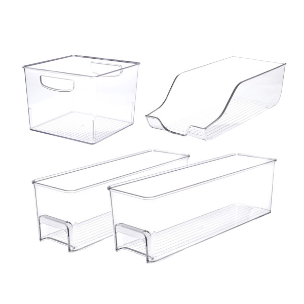 Aufbewahrungsbox Set mit Griff Kühlschrank Organizer Behälter 2x Rechteck S + 1x Aufbewahrungsbox fü