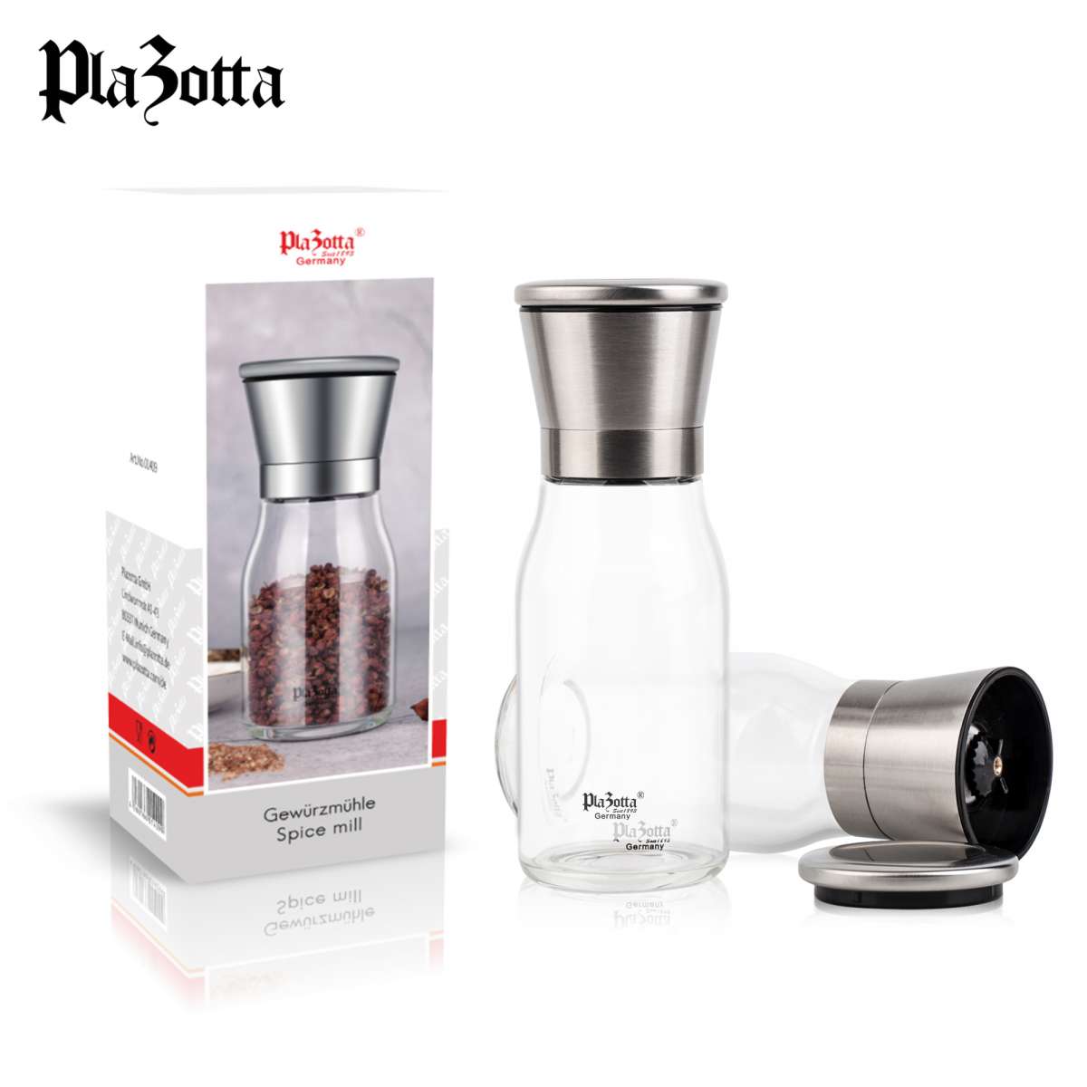 Salz- Und Pfefferstreuer - Borosilikatglas 450ml Schwarz