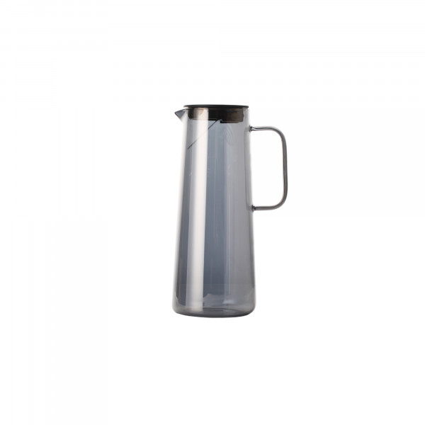 Glaskaraffe 1,35 L galvanisiert Grau mit Deckel Sieb Wasser Karaffe Glas Kanne Krug Filter