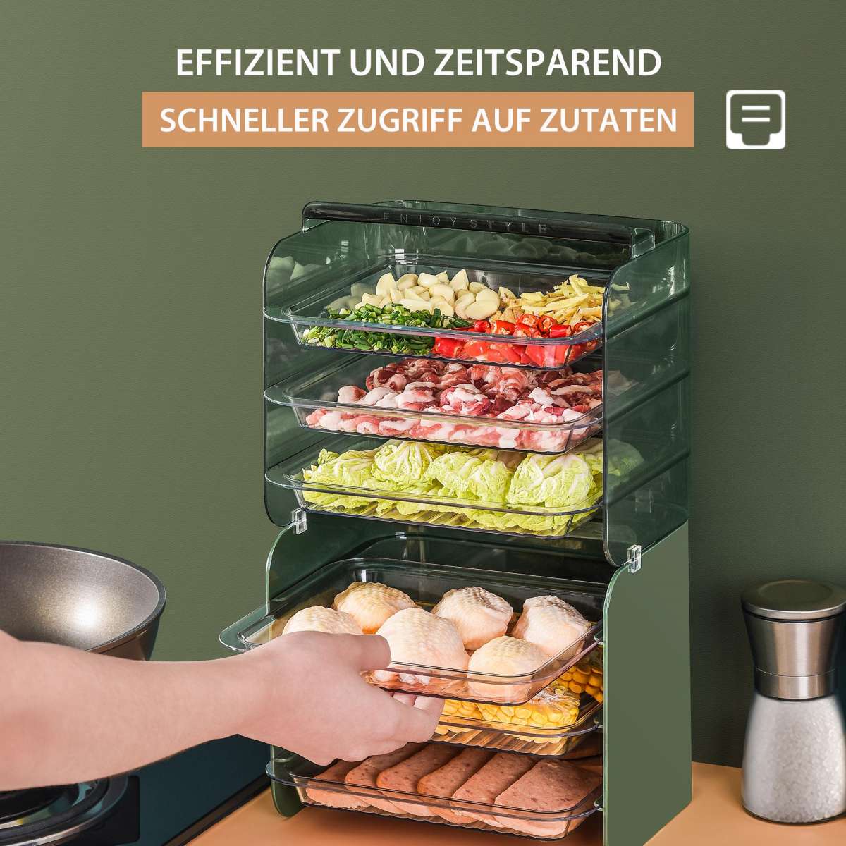 Küchen Organizer mit Tabletts Stapelbar | Küchenorganisation | Küchenaufbewahrung | Aufbewahrung & Organisation