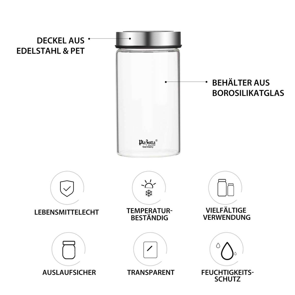 Eawfgtuw Glas-Gewürzdose Mit Dosierstreuer – 300 Ml, Lebensmittelecht, Schwarz/weiß – Ideal Für Salz, MSG & Co. In Der Küche