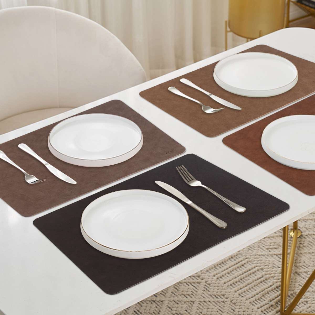 Wende Tischset Lederoptik Schwarz | Untersetzer | Küchenhelfer | Kochen & Küche