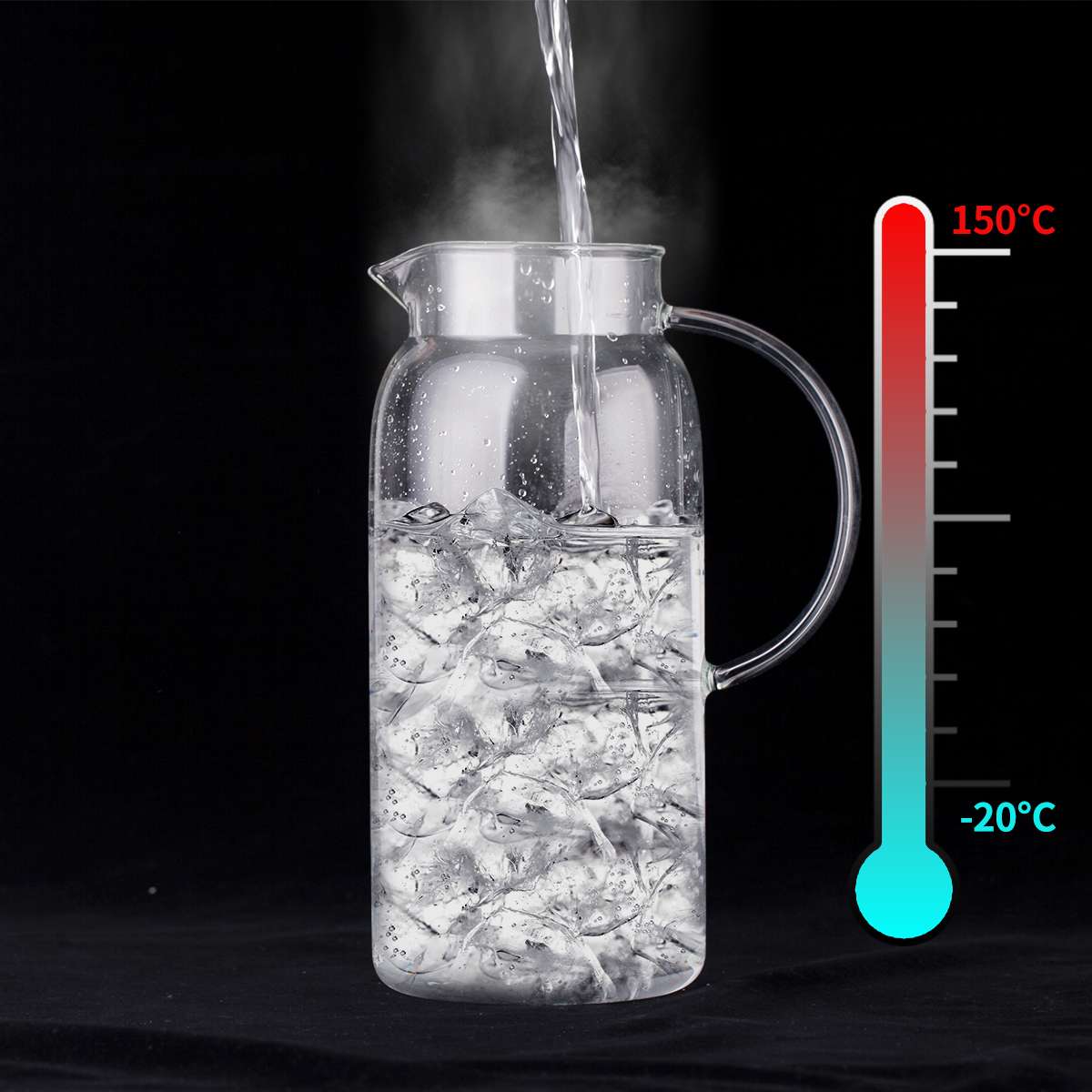 Glaskaraffe mit Deckel 1.5 Liter, Wasserkaraffe aus Borosilikatglas