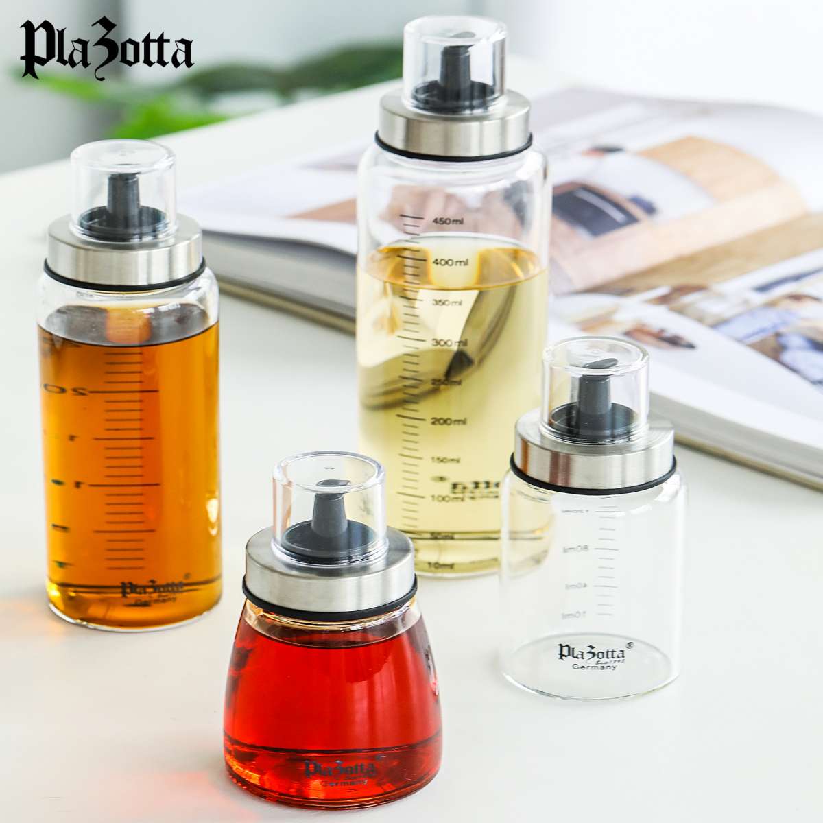 Ölflasche Set Ölspender Essigspender aus Glas Tropffrei mit Skala | Essig- & Ölspender | Küchenhelfer | Kochen & Küche