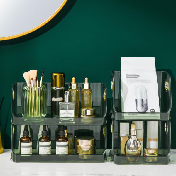 Aufbewahrungsbox Stapelbar Kosmetik Organizer Klein Dunkelgrün