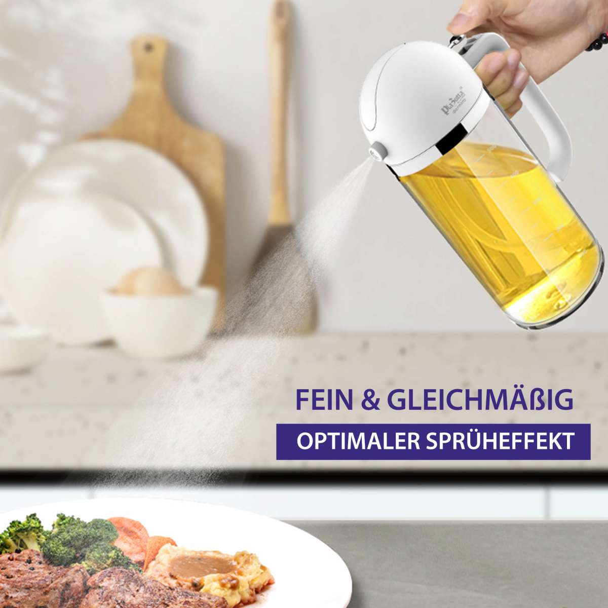 2er Set Olivenöl-Spender & Sprühflasche – 473 Ml, 2-in-1 Zum Dosieren & Sprühen, Küchenhelfer
