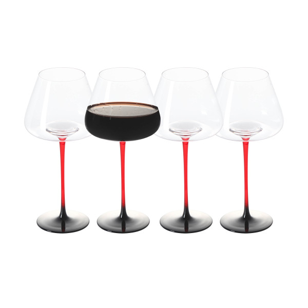 Weinglas Set Rotweingläser Weißweingläser mit rotem Stiel Kelch Kristallglas 250ml