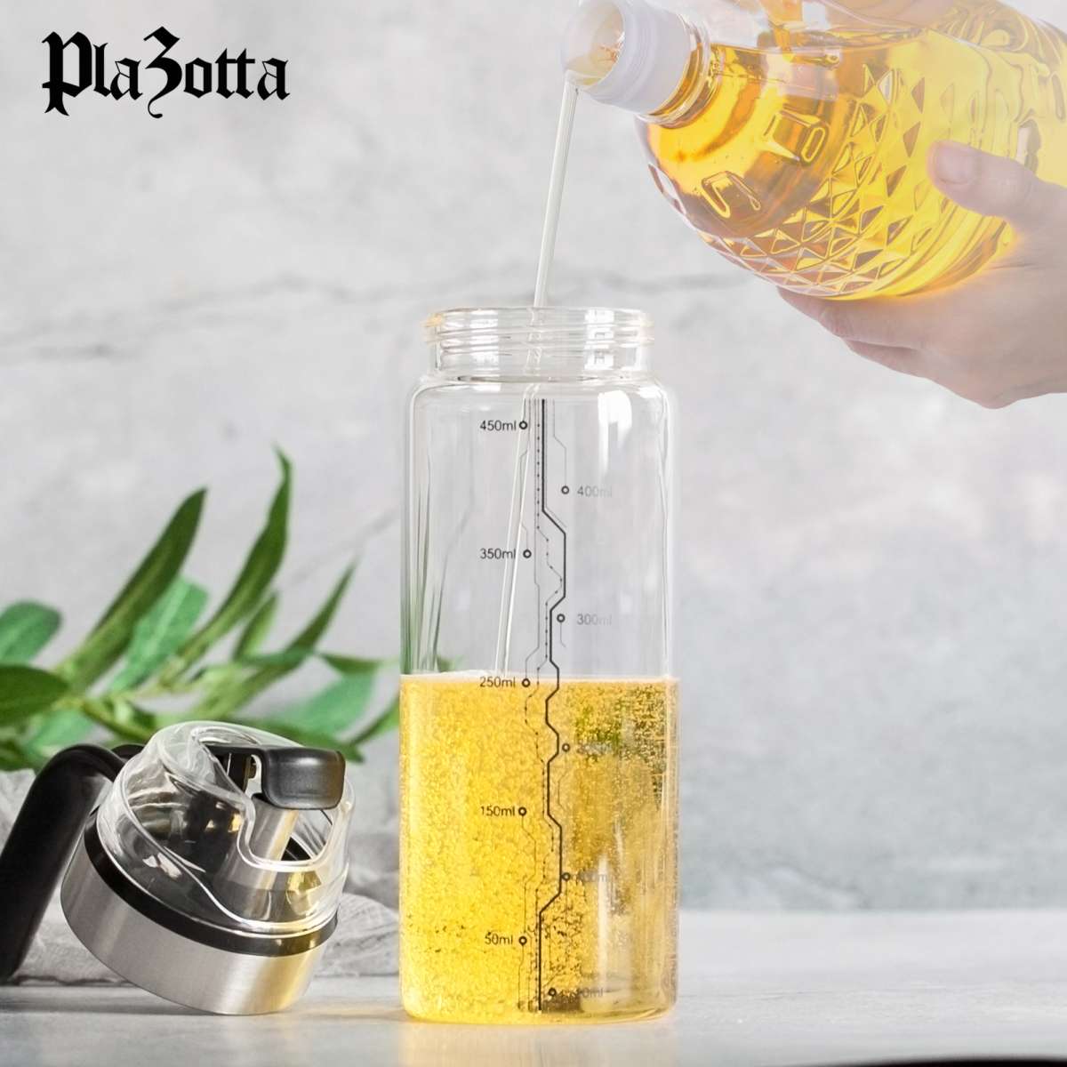 Ölspender Aus Glas (500 Ml) – Tropffrei, Mit Automatischer Klappe & Breiter Öffnung