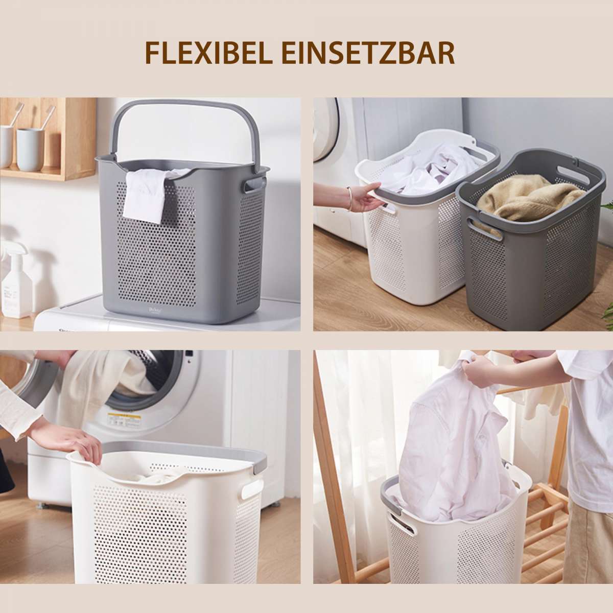 Wäschekorb Wäschesammler mit Henkel Aufbewahrungskorb Wäschewanne Wäschesortierer | Kleideraufbewahrung & Organisation | Aufbewahrungsboxen | Aufbewahrung & Organisation