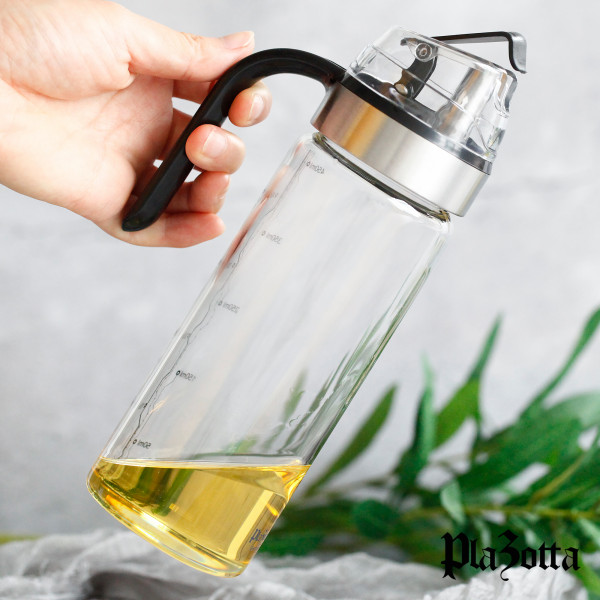 Ölspender 500ml Glas mit Skala Auto Flip Essig Ölflasche Tropffrei