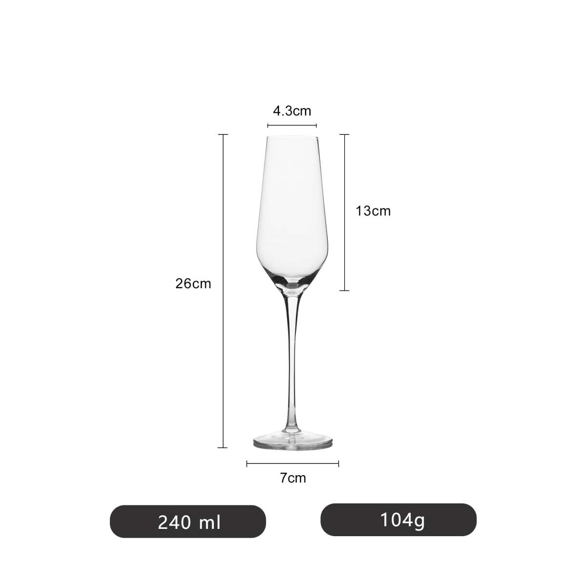 Sektglas Champagnerglas 240ml | Weingläser | Weinzubehör | Bar & Weinzubehör